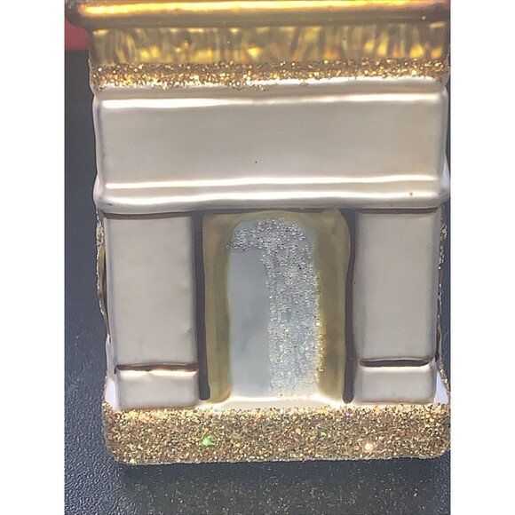 Arc de Triomphe Made Poland Blown Glass Christmas Ornament 2.25" Glittery Gold - Picture 5 of 10